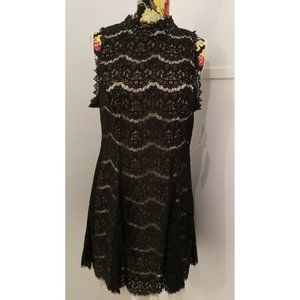 Trixxi Junior's  Black Lace Night Dress Skater Mock Neck. Size 13.
